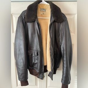 LL Bean Sherpa lined leather jacket